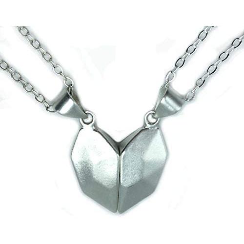 Zhia Matching Necklaces for Couples Best Friends, Magnetic Love Heart Jewelry