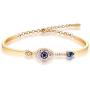 Barzel 18K Gold & White Gold Plated Crystal Evil Eye Bangle