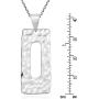 AeraVida Trendy Rectangle Hammered Tribal .925 Sterling Silver Pendant Necklace