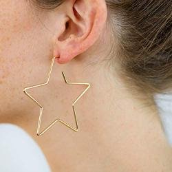 And Lovely 14K Gold Dipped Star Earrings - Hypoallergenic Lightweight Fun Statement Drop Dangle Earrings