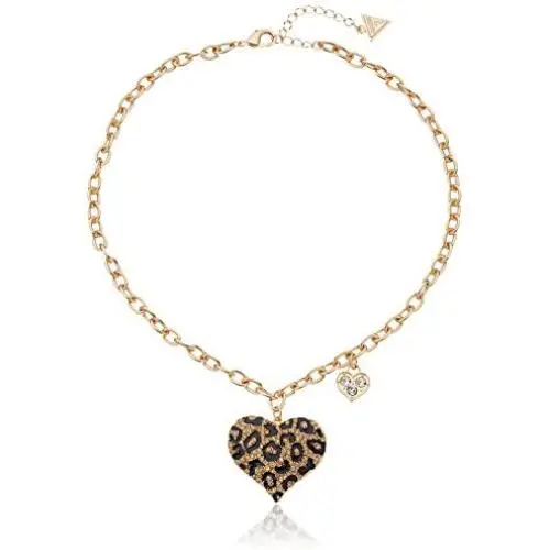 GUESS Gone Wild Animal Print Heart Necklace GUESS Gone Wild Animal Print Heart Necklace