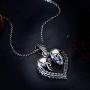AILIN 925 Sterling Silver/Stainless Steel Personalized Skull Heart Necklace with Birthstones January to December Cubic Zirconia Eye Crystal Party Birthday Valentines Day Jewelry Gifts for Women Men