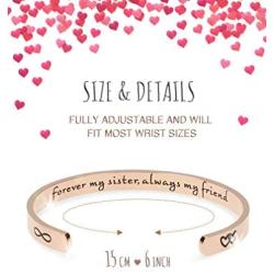 Tstars Sister Bangle Bracelet Forever My Sister Always My Friend Sister Gifts from Sister Jewelry