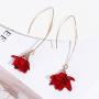 FUTIMELY Long Fabric Flower Tassel Earrings,Red/Green/Black/Purple/Pink/Blue/Grey/Yellow/White Dangle Drop Earrings for Women Teen Girls Bar Party Gifts