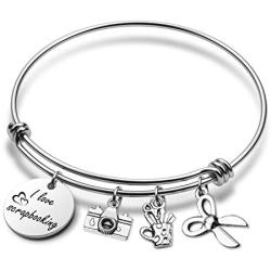 I Love Scrapbooking Bracelet Scrapbook Jewelry with Scrapbook Camera Scissors Charms(BR-Scrapbooking)