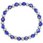 Edforce Stainless Steel Women Enamel Evil Eye Protection Beaded Link Chain Elastic Bracelet