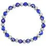 Edforce Stainless Steel Women Enamel Evil Eye Protection Beaded Link Chain Elastic Bracelet