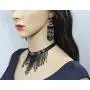 HANDMADE FASHION JEWELRY HANDCRAFTED BEADED BLACK NECKLACE HOOK EARRING SET S54/1