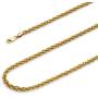 14k REAL Yellow Gold Hollow Mens 4mm Fancy Rope Chain Necklace with Lobster Claw Clasp