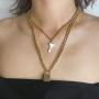 Haloty Punk Layered Key Pendant Necklace Gold Long Fashion Lock Necklaces Chain Jewelry for Women and Girls