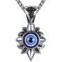 Aoiy Mens Stainless Steel Fleur-de-lis Evil Eye Protection Biker Pendant Necklace, 24'' Chain