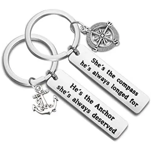 MAOFAED Couple Keychain Set Long Distance Relationship Gift Anchor Jewelry Campass Gift for Husband Boyfriend Wife Girlfriend MAOFAED Couple Keychain Set Long Distance Relationship Gift Anchor Jewelry Campass Gift for Husband Boyfriend Wife Girlfriend
