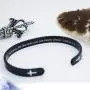 RENYILIN Black Stainless Steel Religion Quotes Faith in Christian Bible Verses Inspiring Cuff Bracelets