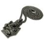 Shiny Jewelers USA Mens Egyptian Anubis Hematite GOD Pendant Cuban Box Chain Necklace