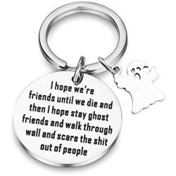 SEIRAA Ghost Friends Keychain Best Friend Gift Ghost Jewelry Soul Sister Gift Friendship Keychain Gag Birthday Gift For Her