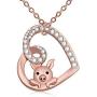 TUSHUO Delicate Cute Hollow Heart Lovely Pig Pendant Necklace Piggy Crystal Jewelry for Women Girls Birthday Valentines Day Gift