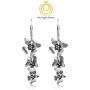 Big Apple Hoops - Mothers Day Jewelry Orchid Flowers Dangle Earrings Made from Real Solid 925 Sterling Silver Oxidized Finish