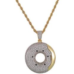 Moca Jewelry Iced Out Donuts Personalized Pendant 18K Gold Plated Bling CZ Simulated Diamond Hip Hop Necklace for Men Women