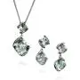 HAZZAR Real 925 Sterling Silver with Natural Green Square-Shape Amethyst and White Cubic-Zirconia Necklace & Dangle Earrings Set HAZZAR Real 925 Sterling Silver with Natural Green Square-Shape Amethyst and White Cubic-Zirconia Necklace & Dangle Earrings Set