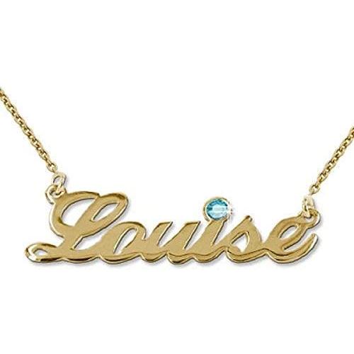 MyNameNecklace Personalized Name Necklace with Birthstone-Custom Pendant Precious Metals Nameplate Jewelry Gift for Women- Girl- Teens