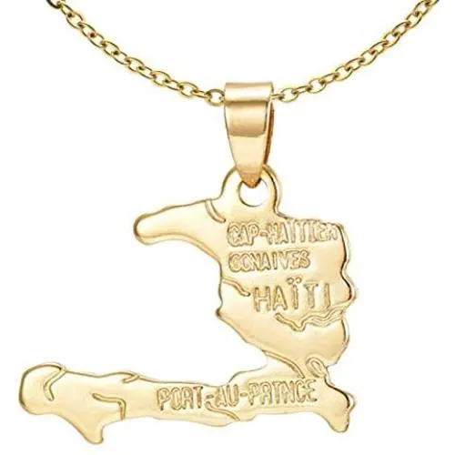 Xusamss Fashion 18K Gold Plated Alloy Haitian Map Pendant Charm Necklace Xusamss Fashion 18K Gold Plated Alloy Haitian Map Pendant Charm Necklace