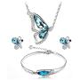 HAPPYLE Elegant Luxury Austrian Rhinestone Crystal Necklace and Earrings Jewelry Set Gifts Womens Wedding Bridal Necklace Dangle Earrings Set