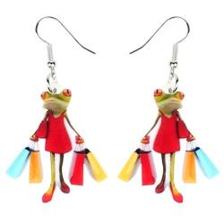 WEVENI Acrylic Cute Cartoon Frog Earrings Dangle Drop Funny Jewelry For Women Girls Unique Gift