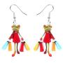 NEWEI Sweet Acrylic Shopping Lady Frog Earrings Drop Dangle Fashion Animal Jewelry for Women Girls Gift Wholesale