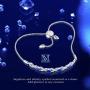 NINAMAID Womens 925 Sterling Silver Bracelet Jewelry Adjustable Women Cubic Zirconia Bolo Bracelet with Sparkling Round-Cut Zirconia in White Gold Plated Gifts for Women Teen Girls