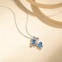 FANCIME September Birthstone Sterling Silver Butterfly Necklace Synthetic Blue Spinel Created Sapphire Dainty Pendant Fine Gifts Jewelry for Women Girls 18''