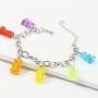 Gummy Bear Necklace Bracelet Set Colorful Transparent Resin Bear Cartoon Cute Candy Multicolor Necklace for Women Girls Lovely Jewelry