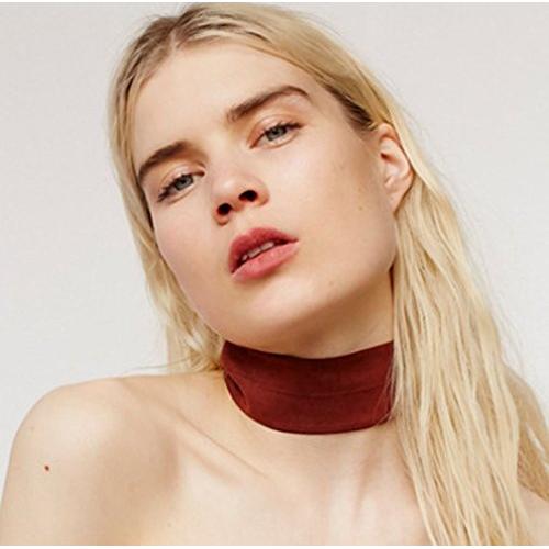FXmimior Women Vintage Necklace Red Suede Handmade Layered Bar Party Wedding Necklace Jewelry For Women