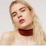 FXmimior Women Vintage Necklace Red Suede Handmade Layered Bar Party Wedding Necklace Jewelry For Women