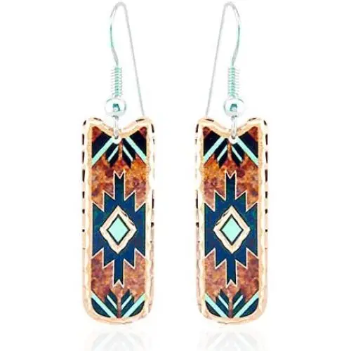 Women Girls Rectangular- shaped Arrowhead Earrings in Maroon and Turquoise Color, Copper Handmade Native American Earrings… Women Girls Rectangular- shaped Arrowhead Earrings in Maroon and Turquoise Color, Copper Handmade Native American Earrings…
