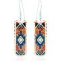 Women Girls Rectangular- shaped Arrowhead Earrings in Maroon and Turquoise Color, Copper Handmade Native American Earrings…
