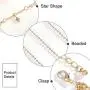 Ckecharfa Boho Layered Crystal Necklaces Gold Star Pendant Necklace Summer Beaded Choker Neck Chain Adjustable Jewelry Accessory for Women and Girls