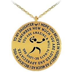 Uncle Seal Softball Necklace for Girls - Father to Daughter Pendant Gift Jewelry - Gold Laser Engraved Charm from Dad