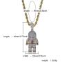 MOLEK Hip Hop 18K Gold Plated Micro Pave AAA CZ Astronaut Pendant Necklace with 24 Stainless Steel Rope Chain Iced Out Jewelry for Men and Women