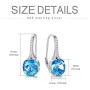 AOBOCO 925 Sterling Silver Luxurious Cushion-cut Leverback Dangle Drop Earrings with Simulated Aquamarine Austrian Crystals Jewelry Gift for Bridal on Wedding