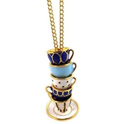 Holibanna Teacup Necklace Enamel Glazed Sweater Chain Delicate Jewelry Creative Long Neck Chain with Teapot Pendant for Women