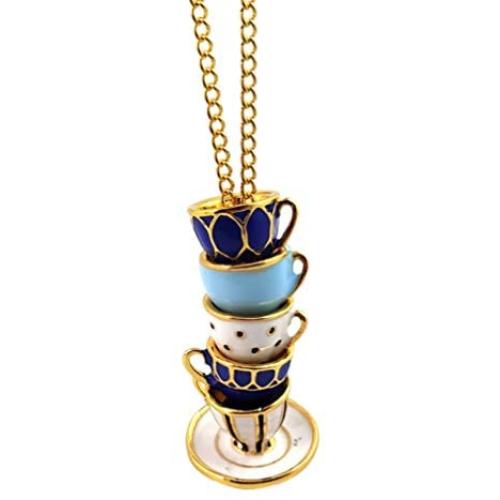Holibanna Teacup Necklace Enamel Glazed Sweater Chain Delicate Jewelry Creative Long Neck Chain with Teapot Pendant for Women