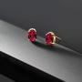 Gem Stone King 18K Yellow Gold Plated Silver Red Created Ruby and White Lab Grown Diamond Earrings For Women (2.06 Cttw, Oval 7X5MM) Gem Stone King 18K Yellow Gold Plated Silver Red Created Ruby and White Lab Grown Diamond Earrings For Women (2.06 Cttw, Oval 7X5MM)