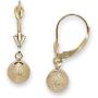 14k Yellow Gold Laser-cut Sparkly Dangling Ball Leverback Earrings (5mm-8mm)