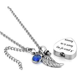 LovelyCharms Love Heart Angel Wings Urn Necklace for Ashes Stainless Steel Keepsake Memorial Cremation