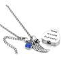 LovelyCharms Love Heart Angel Wings Urn Necklace for Ashes Stainless Steel Keepsake Memorial Cremation