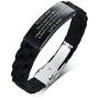 PJ Jewelry to My Son Love Dad Love Mom Courage Inspirational Bracelet Stainless Steel Silicone Adjustable Wristband