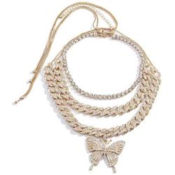 Ingemark Bling Cuban Link Chain Choker Necklace for Girls Women Sweet Pendant Necklace New Year Festivals Jewelry Gifts