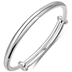 Fashion Women Jewelry Solid Imitation Sterling Bangle Bracelet Gift，Adjustable Bracelet(Silver)