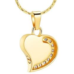 constantlife Cremation Jewelry for Ashes Crystal Edge Heart Stainless Steel Pendant Urn Necklace Funeral Keepsake