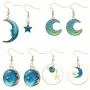 TIANHONGYAN-4 Pairs Enamel Moon Star Earth Planet Dangle Earrings for Women Asymmetrical Drop Long Pendant Hook Stud Earrings Set Fashion Jewelry for Women Girls TIANHONGYAN-4 Pairs Enamel Moon Star Earth Planet Dangle Earrings for Women Asymmetrical Drop Long Pendant Hook Stud Earrings Set Fashion Jewelry for Women Girls